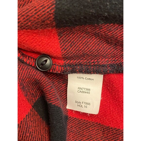 MADEWELL Women's S Flannel Shirt Oversized Buffalo Check Red Black Plaid Cotton - Picture 8 of 8